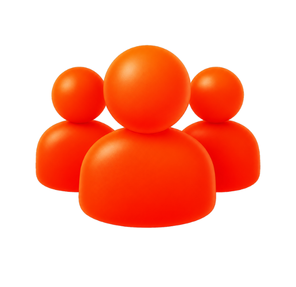 un groupe de figures orange