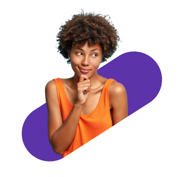 smiling woman looking to the right