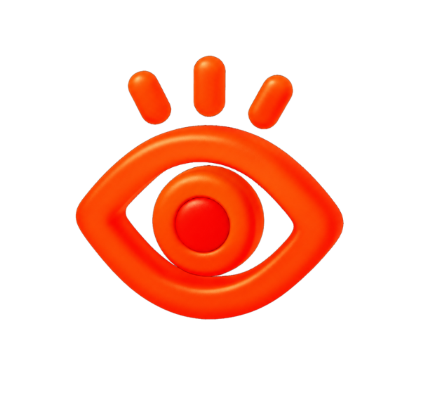 un œil orange avec un centre rouge