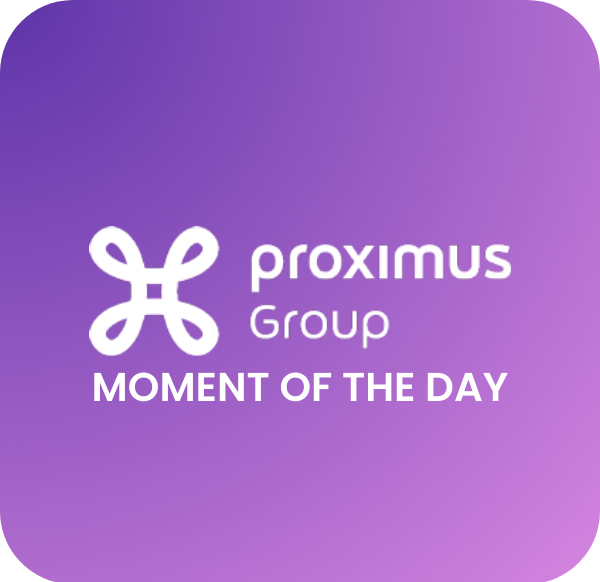 proximus moment van de dag op paarse achtergrond