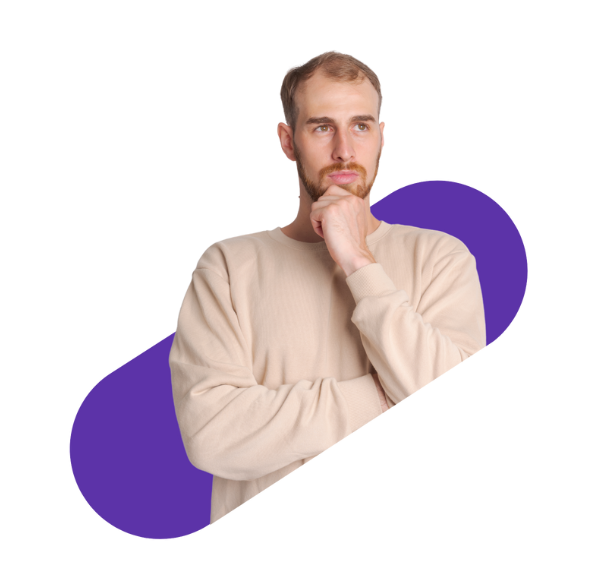 a pensive man resting his hand on his chin and gazing into the distance