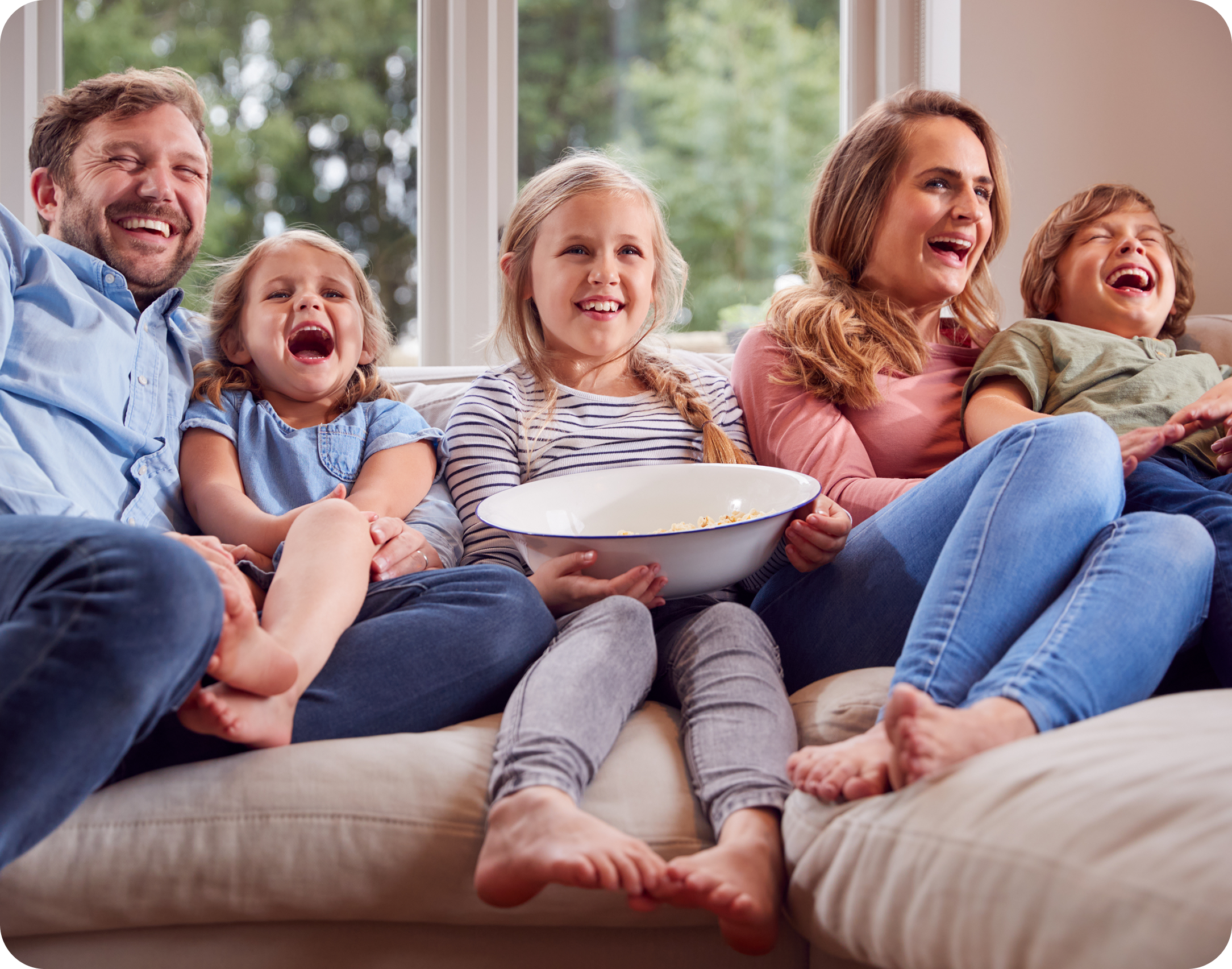 Family in front of the TV