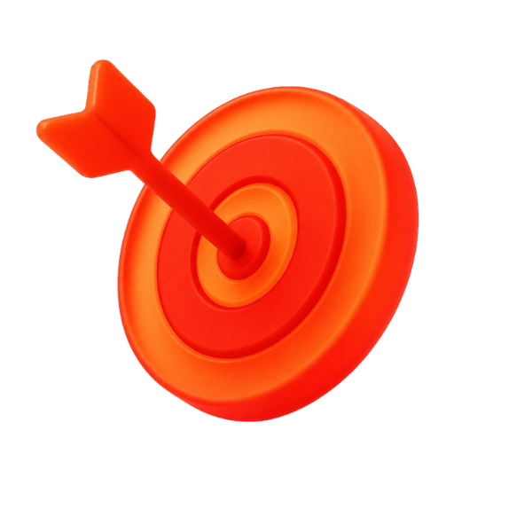 une cible de fléchettes rouge et orange