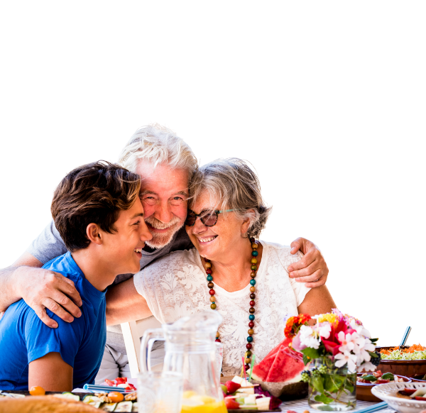 famille heureuse fond blanc