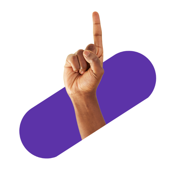 wijsvinger van de opgestoken hand