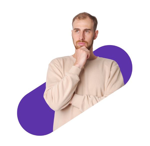 thinking man with one hand on his chin