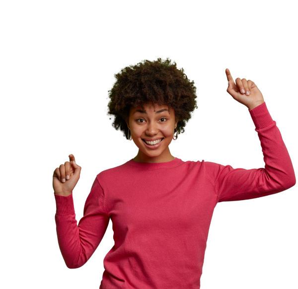 joyful woman dancing with her hands