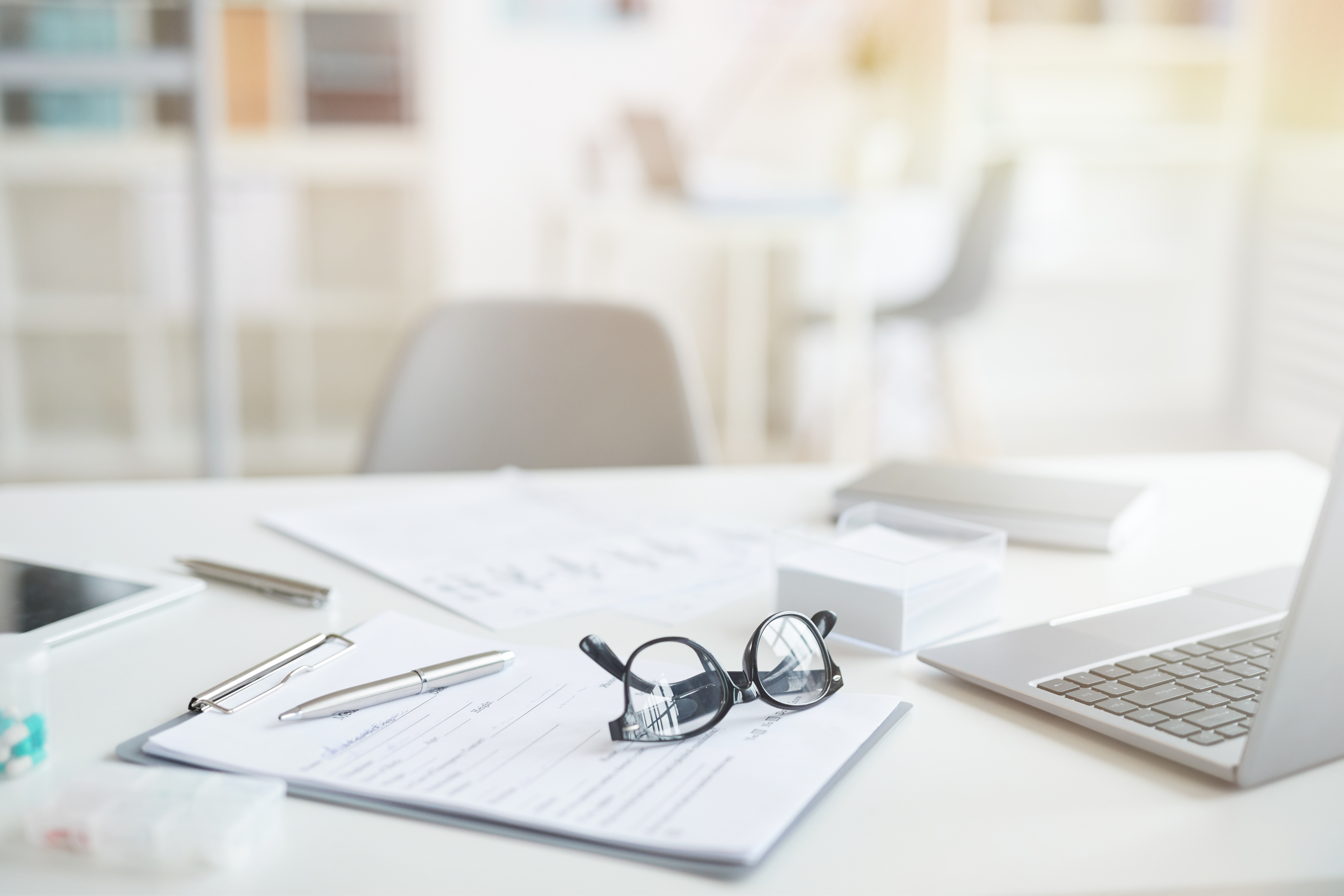 documents with glasses