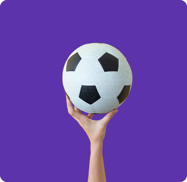 football on purple background with rounded edges
