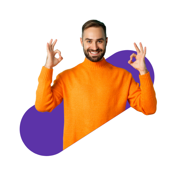 smiling man monkeying “ok” with both hands