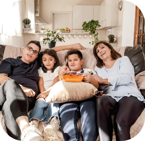 Televisie TV en familie vierkant formaat