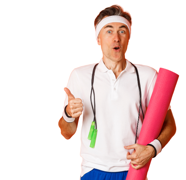 sportieve en lachende man