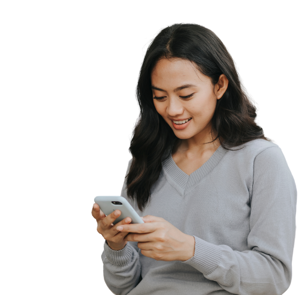 woman sideways on her phone